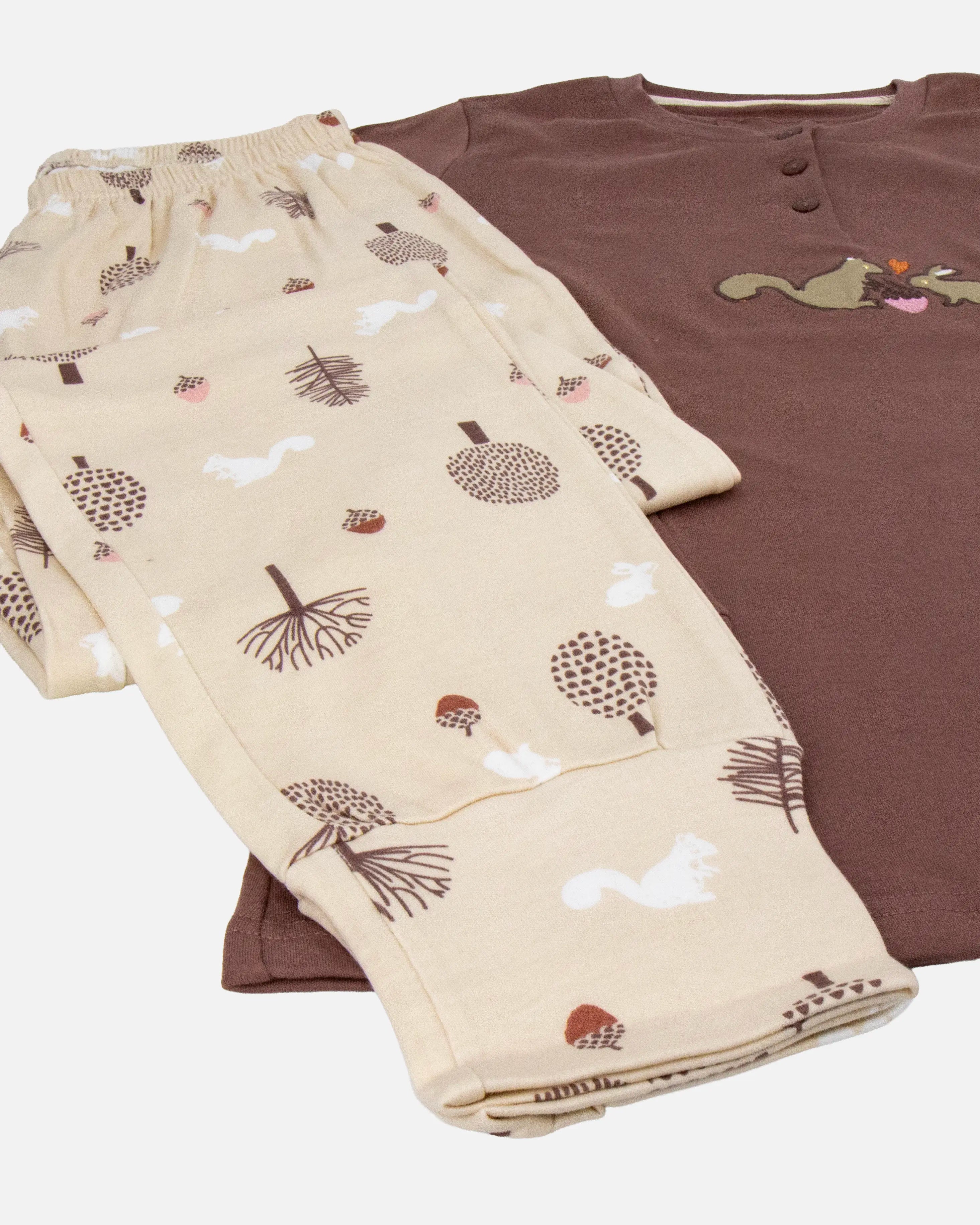 Pigiama lungo da donna in cotone interlock Infiore 652827