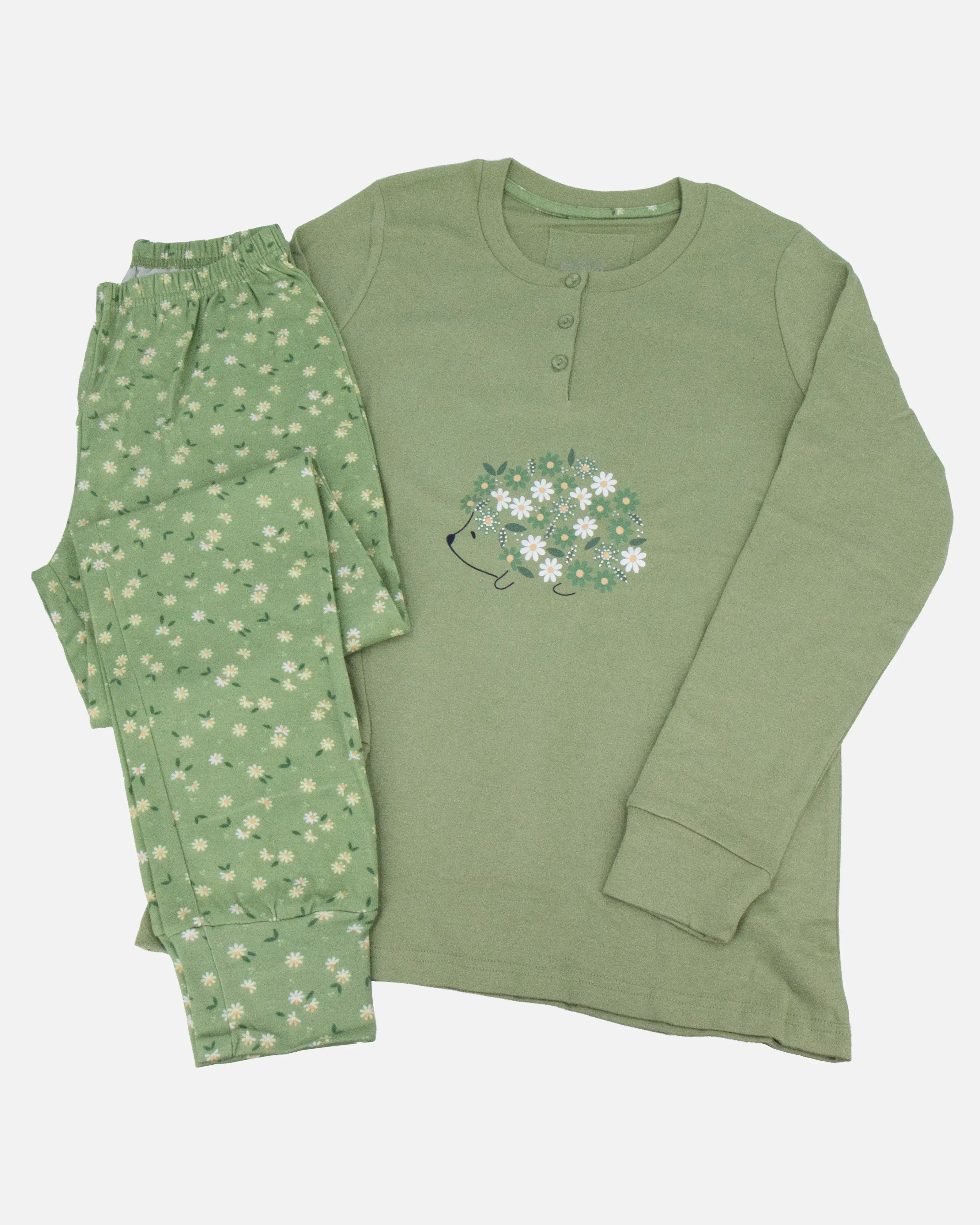Pigiama lungo da donna in cotone interlock Infiore 652874