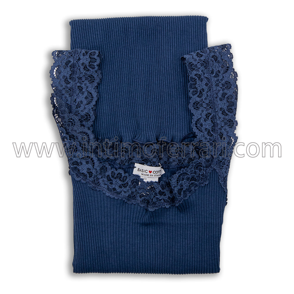 Canottiera a spalla larga in cotone Basic Cotton 602